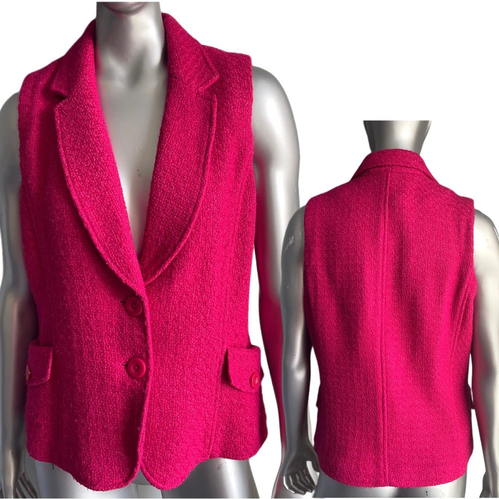 COLDWATER CREEK Pink Tweed Wool Blend Vest
